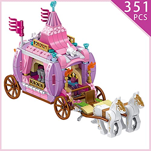 Pidepcos LEGO Kutsche, Prinzessin Kutsche Bausteine Set, Rosa Kutsche Figuren Pädagogisches Spielzeug Haus Ziegel… – Bild 3