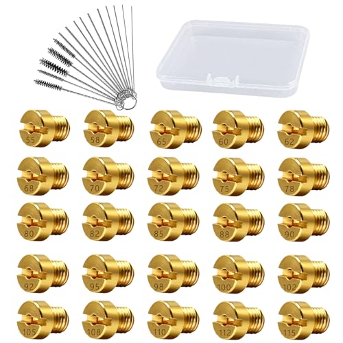 25 Stück M5 Vergaser Düsen,Hauptdüsenset,Satz Vergaser Düsen Set,mit 15 Reinigungsnadeln Hauptdüsen 55 58 60 62 65 68 70 72 75 78 80 82 85 88 90 92 95 98 100 102 105 108 110 112 115für Roller Motorrad