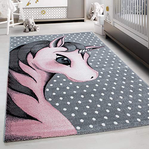 Kinderteppich Einhorn Muster Weich & Soft Babyzimmer Spielzimmer Kinderzimmer Teppich Kurzflor...