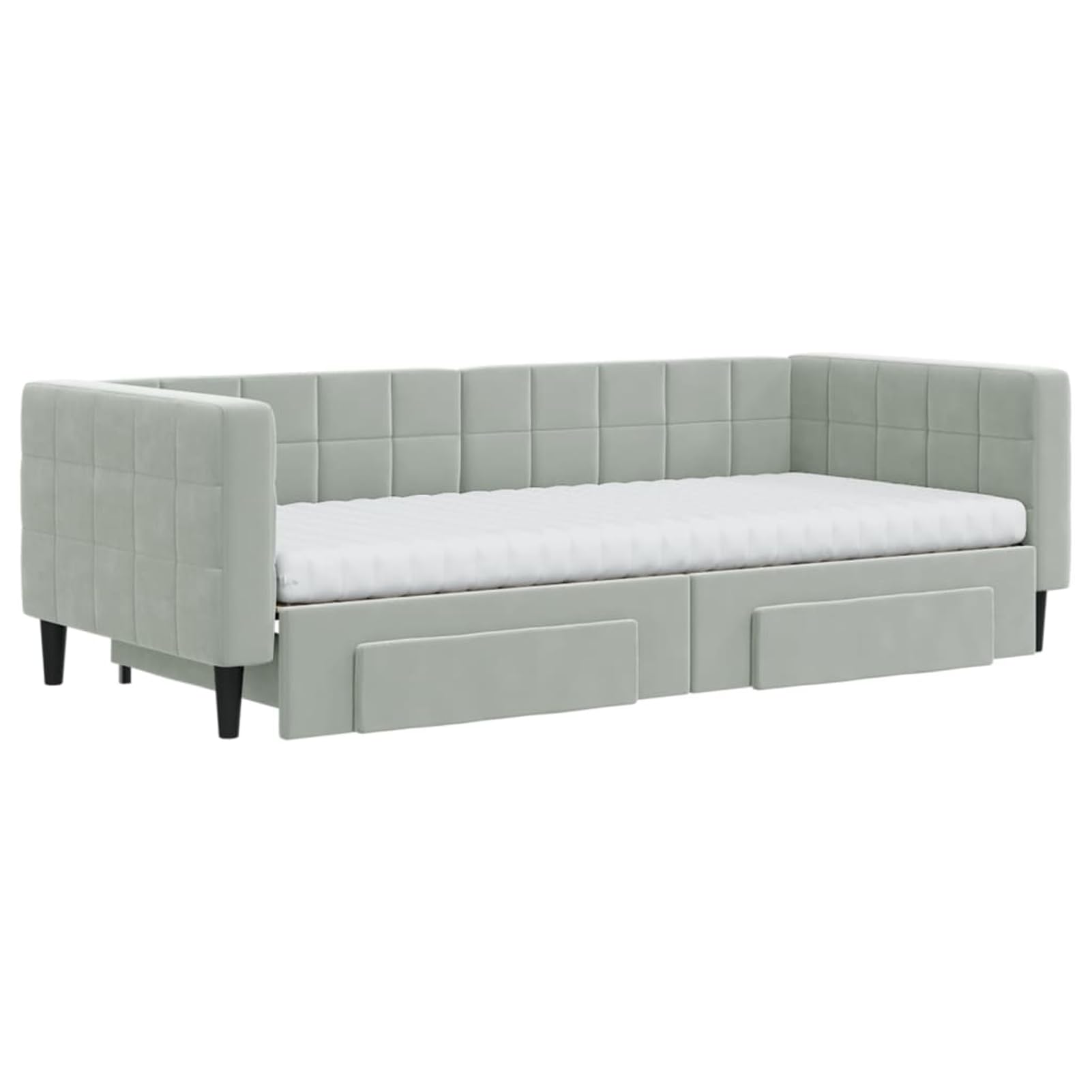 Gecheer Letto Giorno con Gigogne e Cassetti Grigio Chiaro 90 x 200 cm Velluto, Convertibile Telaio Letto a Piattaforma, Letto Panchetta, Letto Giorno Divano-Letto per Camera, Soggiorno, Camera degli