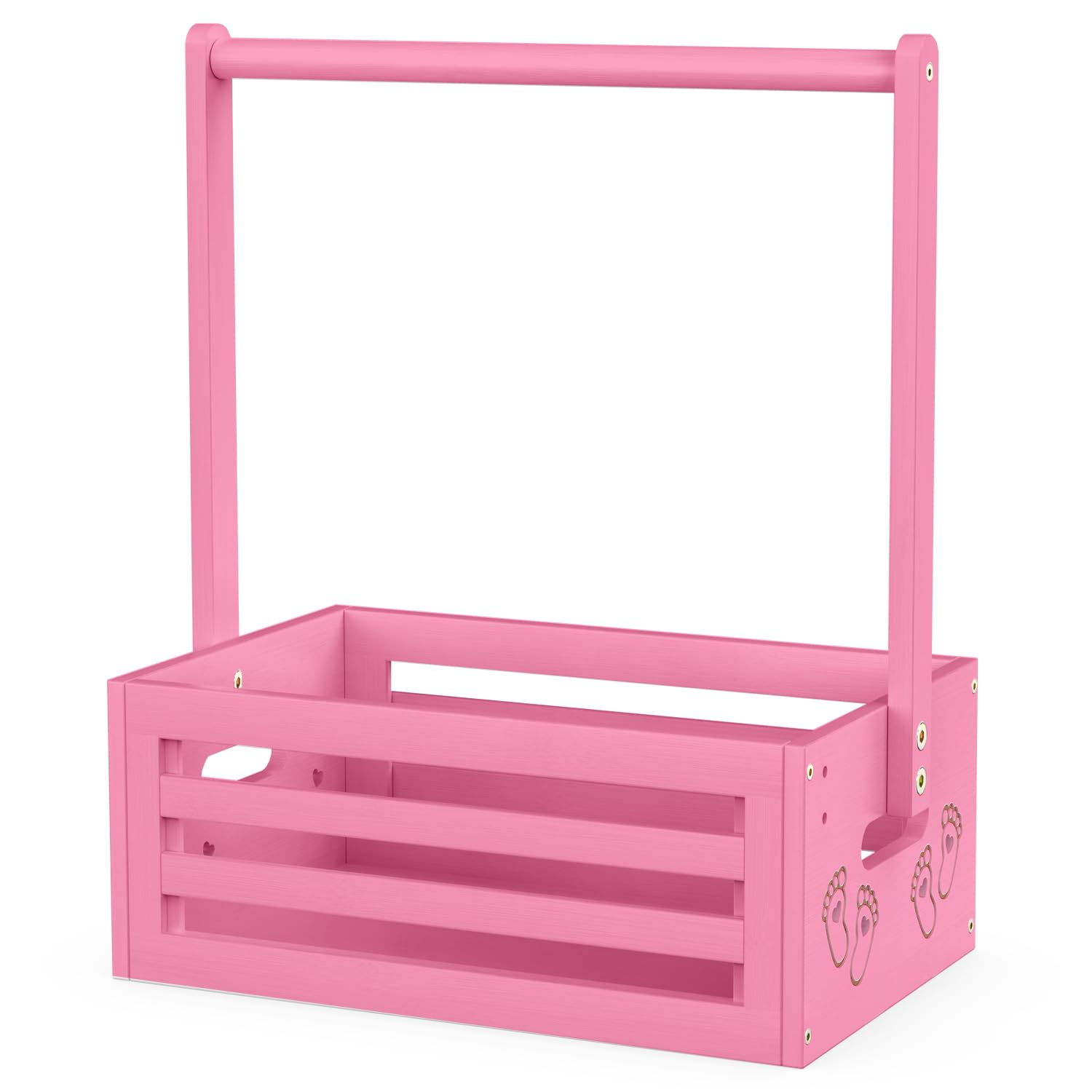 BAMBOOHOMIE Baby Shower Crate Closet, Baby Baskets with Hangers Handle, Baby Crate Box for Baby Shower, Welcome Gift Basket for Newborn Baby, Pregnancy Gift for New Parents (Pink, Small Size)