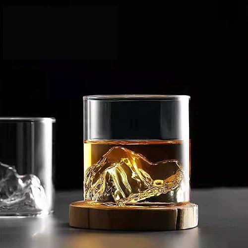 Miniatura 5 de Vaso de whisky de montaña estilo japonés vintage, juego de 2 vasos de rocas en caja de regalo, vaso para beber bourbon, whisky, cócteles o té, el
