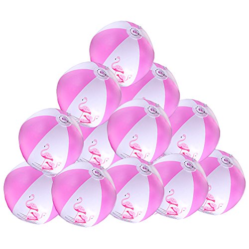 12" Pink Flamingo Party Pack Inflatable Beach Balls - Beach Pool Pink/Flamingo Themed Party Toys (12 Pack) #TOP4