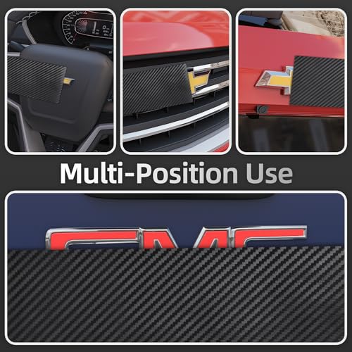 Image of 6 PCS Emblem Wrap Kit Compatible with Bowtie Logo Wrap Car Stickers, 11.8'' x 4.3'' Cut-Your-Own Emblem Overlay DIY Decals for Chevy, Carbon Fiber Black with Tool Kits