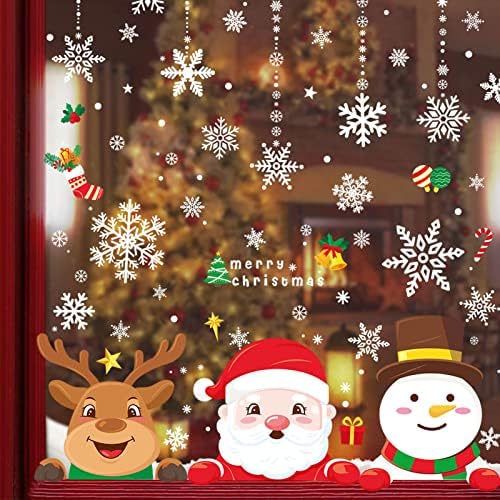 Fesoar Christmas Window Stickers 266 PCS Christmas Window Decorations Xmas Window Stickers Snowflake Window Stickers Merry Christmas Window Decals (Christmas P1)