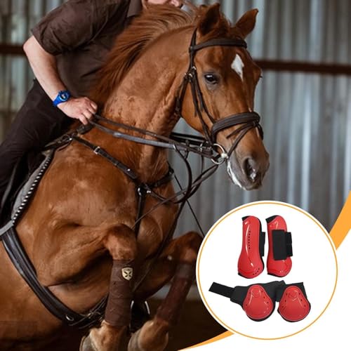 SM SunniMix 4 peças de botas de tendão de cavalo com frente aberta, botas de boleto, equipamento de