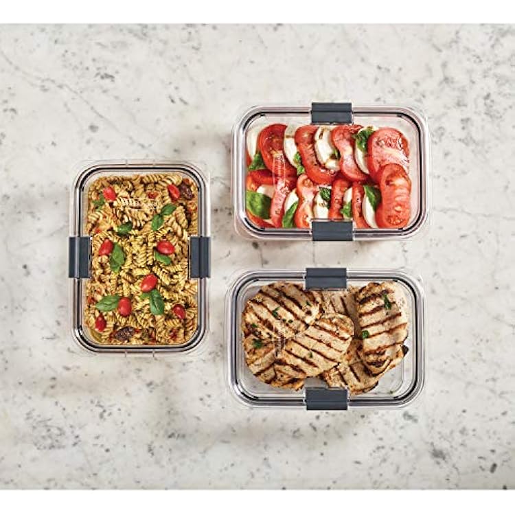 Rubbermaid Brilliance Food Storage Container, Large, 9.6 Cup, Clear, 3 Pack