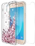 Rosebono Compatible with Samsung Galaxy J3 Achieve/J3 Star/J3 V 2nd Gen./J3 2018/Express Prime 3/Sol 3/Amp Prime 3 2018 Case with Tempered Glass Screen Protector, Quicksand Glitter Case for SM-J337 -  Rosebono Fashion