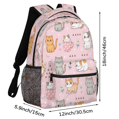 Mochila para laptop de 15.6 ligera con diseño de taza de gato para adolescentes y estudiantes 2