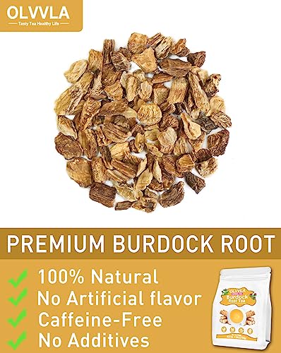Image of Olvvla - Premium Burdock Root Tea - 2.5g X 60 Count - 100% Pure Natural Burdock Herbal Tea bags - Caffeine-free Burdock Tea - Help to Detox & Digestive Support