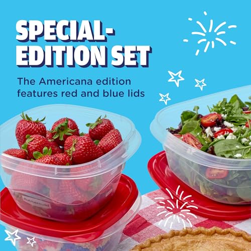 Image of Rubbermaid TakeAlongs Special-Edition Americana 22-Piece Set of Food Storage Containers with Lids, Including Party Platter and Pitcher, QuikClik Seal, BPA-Free