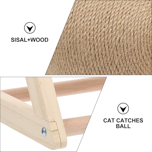 Juguete para moler garras de gato con madera estable y sisal resistente caqui 4