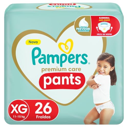 Fralda Pampers Premium Care Pants Tamanho XG, Fácil de Vestir, 26 Unidades