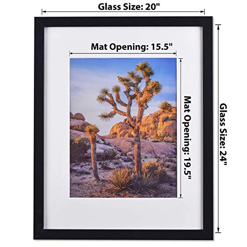 A Plus Max Frames 20X24 Picture Frame With Mat For 16X20 Picture, 20X24 Poster Frame With Polished Plexiglass Horizontal And Vertical Formats With Included Hanging Hardware-Black #TOP1