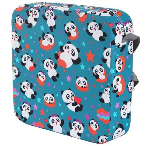 Zicac Portable Square Seat Cushion with Non-Slip Bottom, Washable Cover for Office Chair, Wheelchair, or Dining Chair (Cyan Panda)