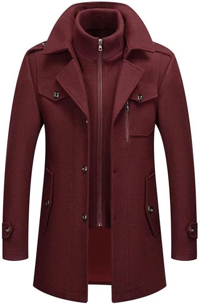 Men Cashmere Trench Overcoat Men Wool Blend Long Jackets Casual Trench Coats