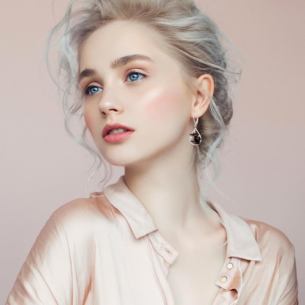 Black Cat Earrings for Women Halloween Gifts for Women Halloween Earrings Cat Bat Dangle Earring Sterling Silver Jewelry Leverback - Image 4