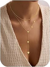 TINGN Y-Shaped Pendant Necklace for Women Long Chain Layered Necklace Trendy Heart Y Drop Necklace Long Pendant Jewellery
