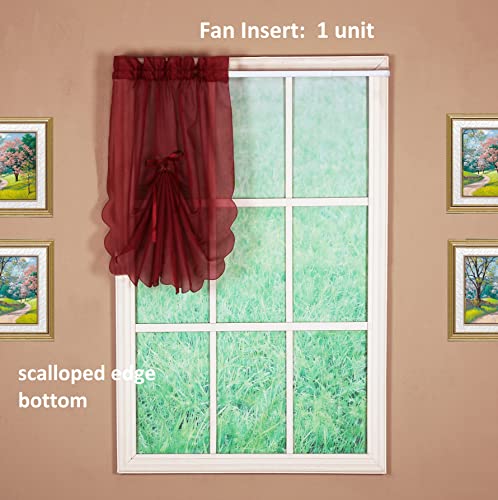 Today's Curtain Emelia Original Voile Fan Insert, Burgundy, 30" W X 40" L #TOP1