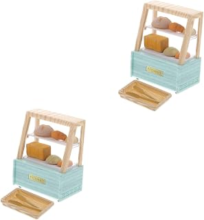 Veemoon 2 Conjuntos De Enfeites Em Miniatura Miniaturas Mini Alimentos Kit De Pão Modelo De Comida De Casa De Bonecas Mini Armário De Exibição Casa De Bonecas Modelo De Loja De Pão Em