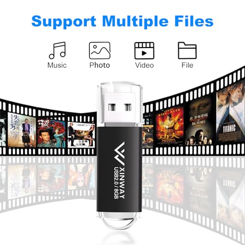 XinwaY Memory Stick 8GB USB Flash Drive Thumb Drives Data Storage USB Stick, (2 Pack 8GB - Black Blue) - Image 3