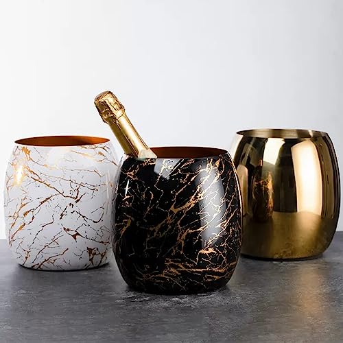 Cubitera de acero inoxidable de 3,6 litros dorada con diseño elegante efecto mármol 5