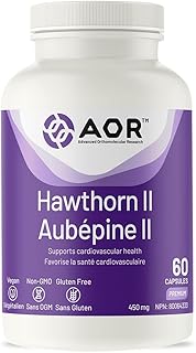 AOR - Hawthorn II 450mg, 60 Capsules - Hawthorn Extract for Blood Pressure Support, Cholesterol Support, Heart Health, Hypertension, Blood Flow Supplement - Hawthorn Leaf Cardiovascular Supplement