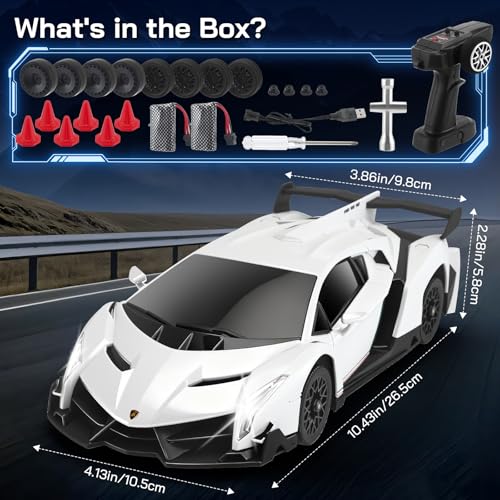 Voiture Télécommandée Drift Lamborghini Blanche, Cadeau Idéal Garçon Fille - 6