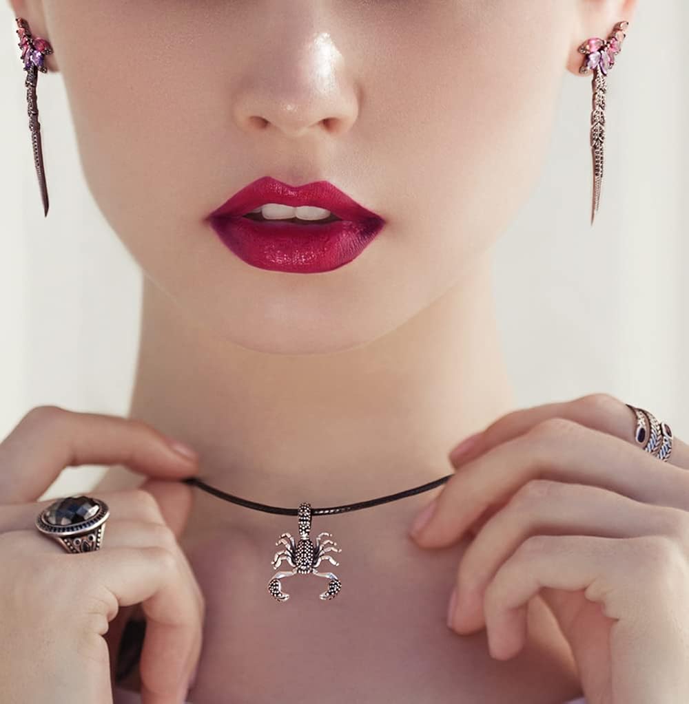 Miniatura 5 de 925 Sterling Silver Scorpion Pendant Necklace with Black Cubic Zirconia Scorpio Zodiac Constellation Charm Pendant Jewelry Gift for Women Men