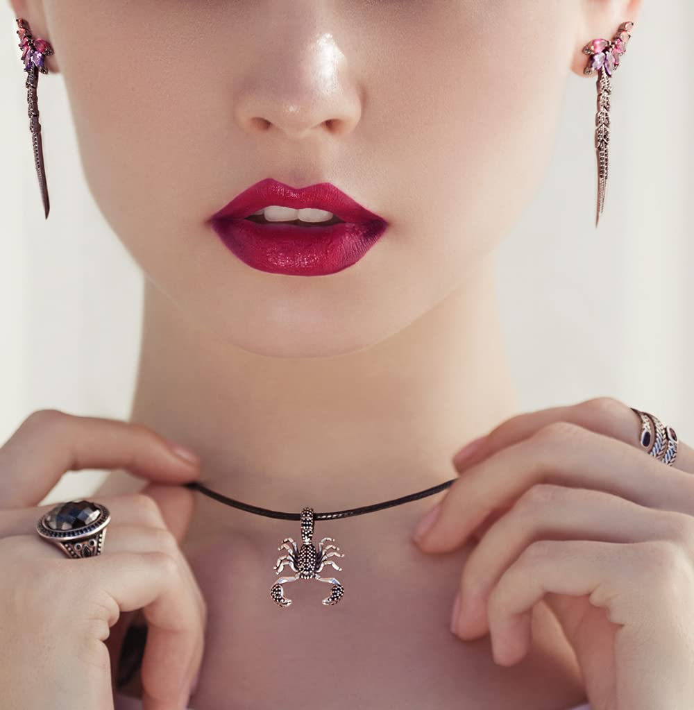 Collar con colgante de dragón escorpión de plata de ley 925 con circonita cúbica negra, colgante de constelación del zodiaco de Escorpio, regalo para mujeres y hombres