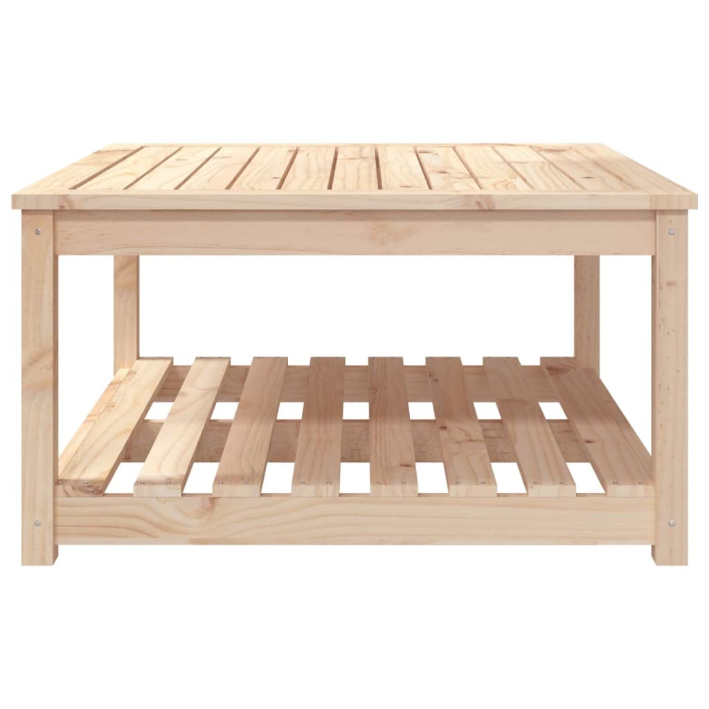 Tavolo da giardino in legno di pino massiccio, 82,5 x 82,5 x 45 cm, stabile, per esterni, piccolo tavolo da balcone, resistente alle intemperie, per terrazza, lounge con ripiano, per giardino