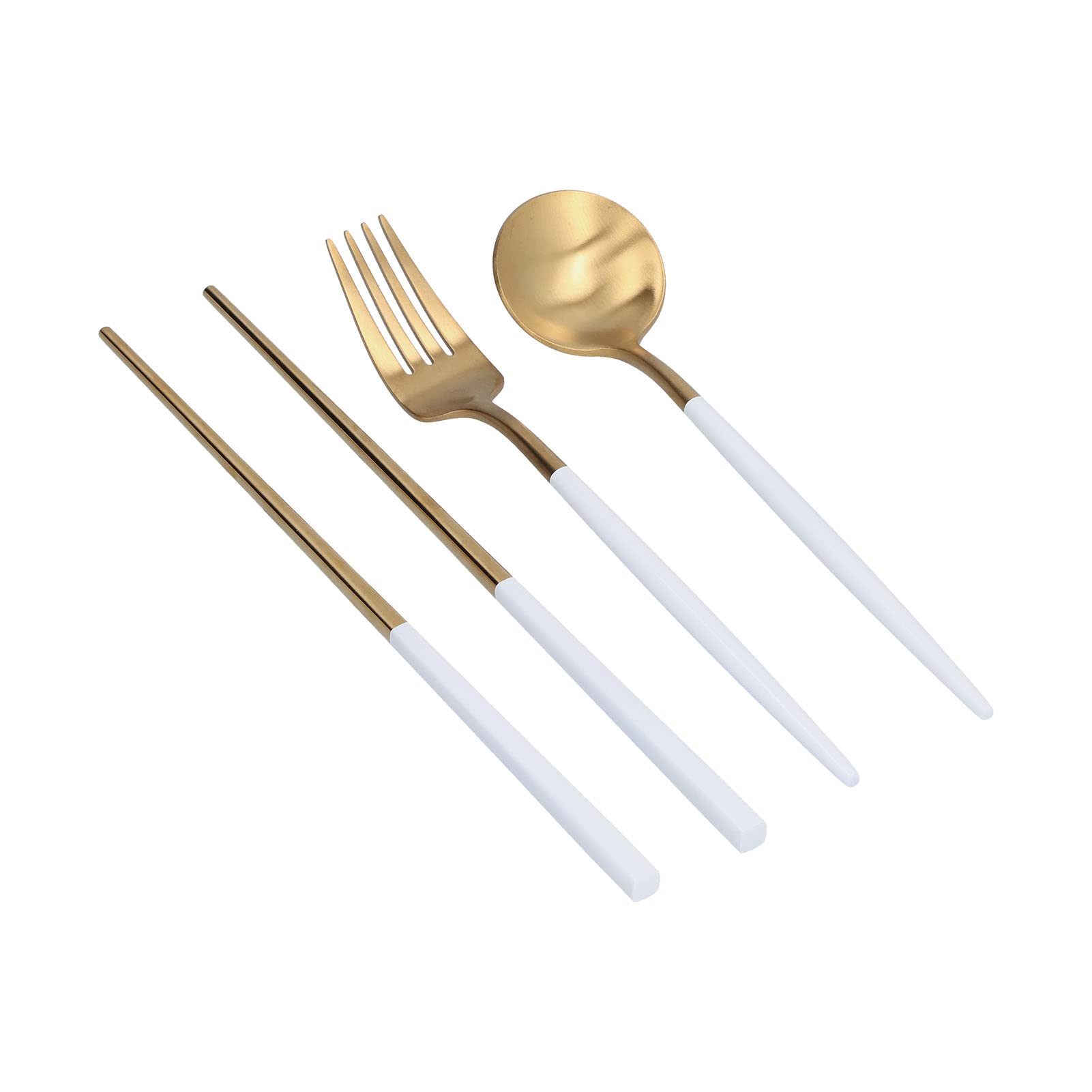 Generico Set di Posate in Acciaio Inox 3 Pezzi, Portatile Ed Ecologico | Leggero E Portatile, Un Accessorio Indispensabile Per La Merenda A Scuola (Platinum (Green Storage Box))