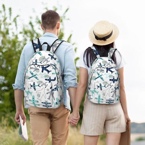 Mochila de viaje con estampado de avión espaciosa y cómoda para laptop y uso diario 6