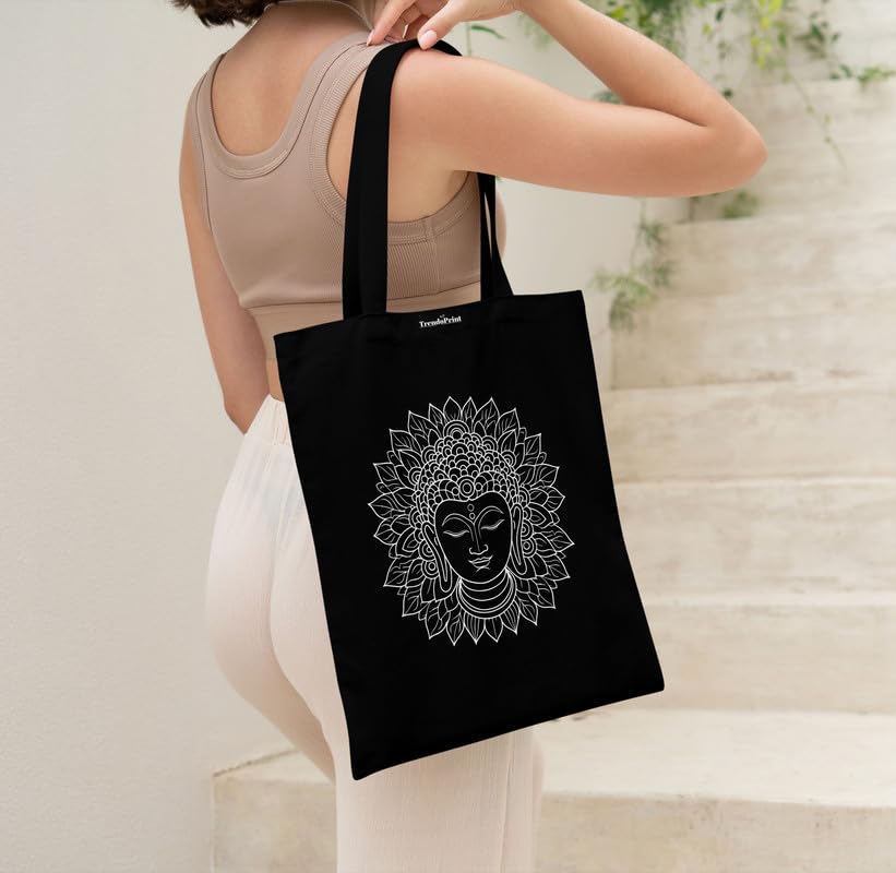 Image of TrendoPrint Reusable Shopping Bag Canvas Tote Bag for Grocery, College, Office & Shoulder Handbag Travel Bag for Men and Women (14x16 inches)