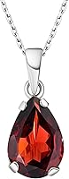 Vista 14 de 925 Sterling Silver Gemstone Necklace - Gemstone Teardrop Necklace - Birthstone Necklace for Women Silver - Pear Gemstone Pendant - Silver Jewelry