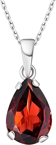 Collar de plata de ley 925 con piedras preciosas Collar de lágrima de piedras preciosas Collar de piedra natal para mujer Colgante de piedras