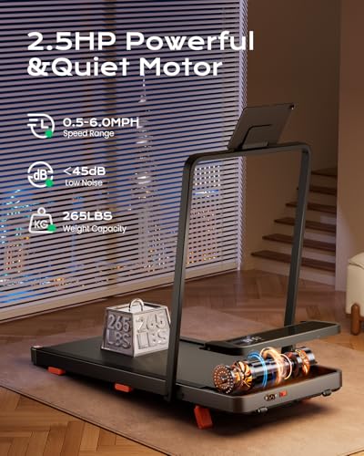 Image of TREAFLOW Walking Pad,Treadmill with Incline for Home Office, 2.5HP Portable Under Desk Treadmill with 265 Lbs Capacity,Remote Control, Led Display