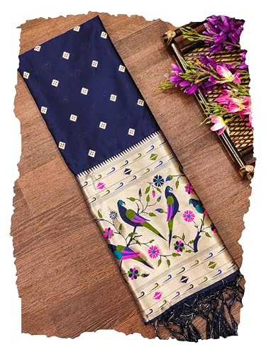Image of DEVANGI Women's Woven Paithani Banarasi Silk Dupatta /Chunni For Women, Floral Print 1 Meter Wide and 2.3 Meter Length Printed Designer Dupatta /Chunni For Girls