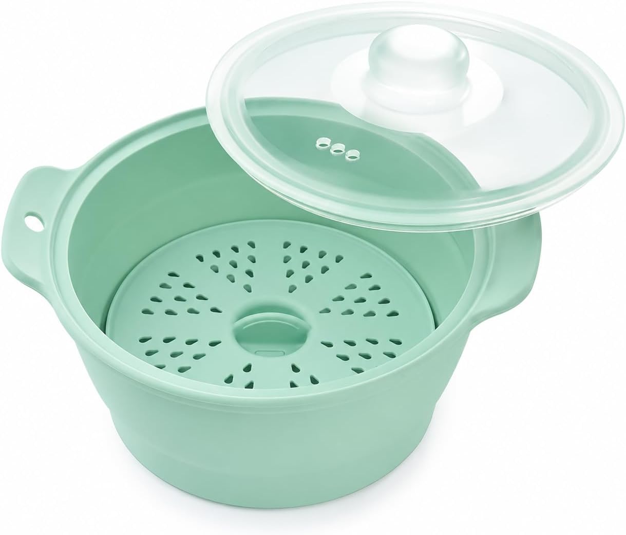 Collapsible Silicone Microwave Vegetable Steamer with Removable Steam Rack