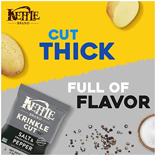 Image of Kettle Brand Potato Chips, Krinkle Cut, Salt & Fresh Ground Pepper Kettle Chips, 2 Oz