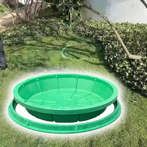 AEDNX Green Cover for Drain Field Septic Tank - Round Invisible Manhole Cover with Base for Paving - 40 50 60 70 80 90 100cm Dia Sinking Sewage Basin Cover Pressure Resistant(Dia 31.5/80cm)