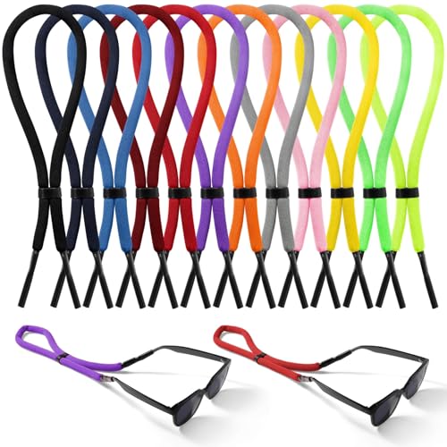 Dhoptic Floating Sunglass Strap,12 Pack Glasses Float Safety outdoor Eyeglass Rope for surfing Sailboat Swimming, Multi, Generic