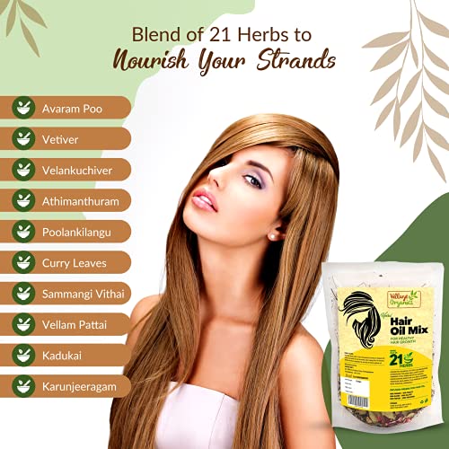 Village Organics Ayurvedic Herbal Hair Oil Mix For Healthy Hair Growth – Organic Hair Care Product Packed With 21 Dried Herbs For Thick & Strong Hair – Ideal For Men & Women – 150 Grams #TOP1