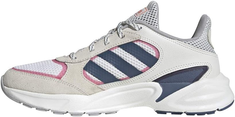 adidas Women's 90s Valasion Sneaker, 6 AU 9.5 Cloud White/Tech Ink/Real Pink
