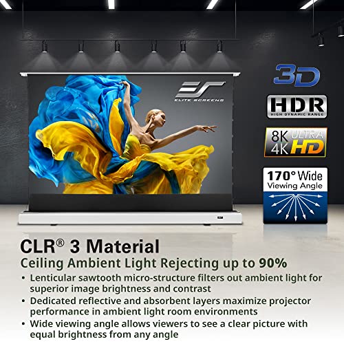 Eliteprojector Screens Kestrel Tab-Tension 2 Clr3, 101" Diag. 16:9, Ultra-Short Throw Ceiling Ambient Light Rejecting (Clr®/Alr) Electric Floor-Rising Projector Screen,White Casing, Fte101Xh2-Clr3 #TOP7
