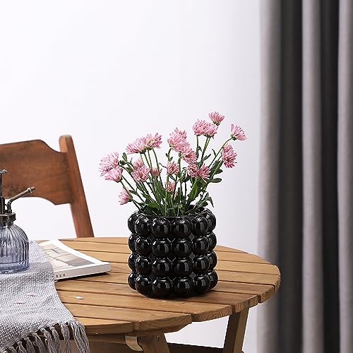 YANWE1 Bubble Vase, Black Ceramic Vase for Flowers, Boho Vases for Home Decor, Decorative Vases for Living Room, Office, Bathroom, Shelf, Fireplace, Farmhouse, Coffee Table, 5 Inches by yanwe1 - Image 3