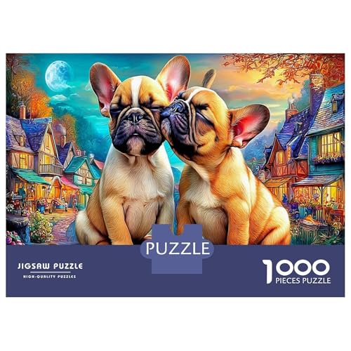 Puzzle de rompecabezas de Bulldogs Franceses de 1000 piezas, juego de descompresión en familia