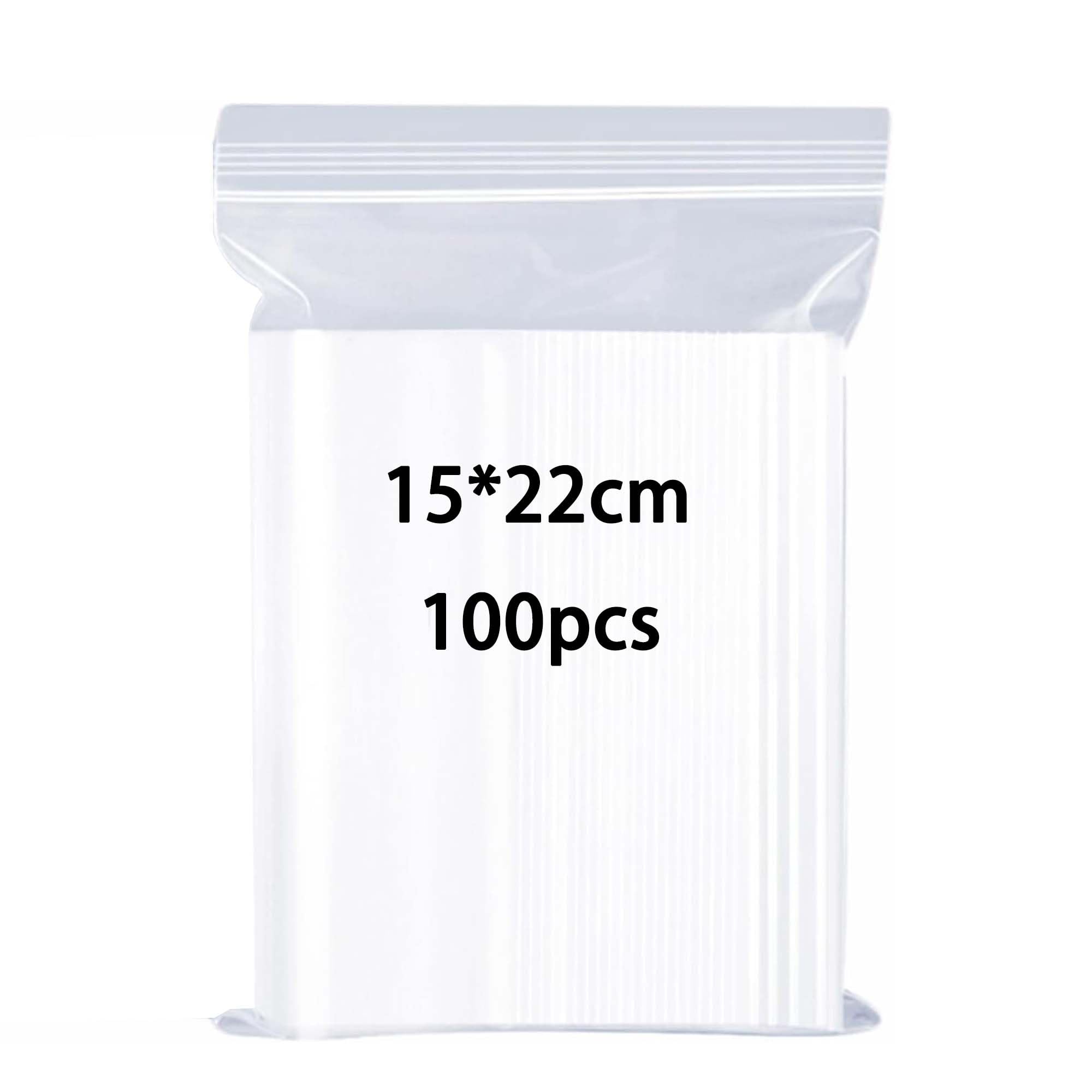 huruirui Small Plastic Bags Resealable Plastic Bag 15X22cm Grip Seal Bags Suitable for Kitchen Biscuits Nuts Jewelry Packaging Sealed Storage Pouches 100pcs