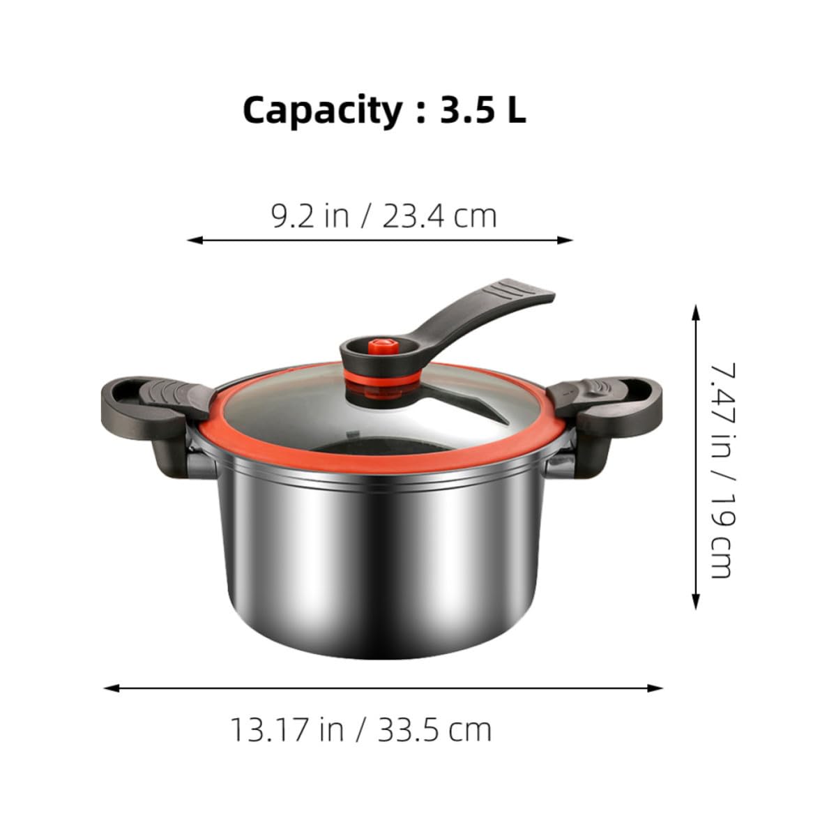 VOSAREA Acero Inoxidable Capacidad de 3.5l, Resistente al Desgaste y Fácil de Limpiar, Doble Asa para Cocina de Inducción y Estufa de Gas