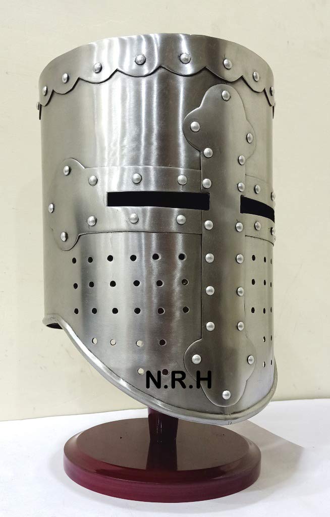 Nautical Replica Hub Medieval Helmet Templar Crusader Knights Halloween Helmet | Wearable |Medieval Costumes | Free Stand